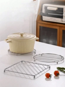 1 Posavasos cuadrado/redondo resistente al calor, Portavaso, Soporte para ollas de acero inoxidable grueso, Almohadilla de aislamiento térmico, Rejilla para cocinar al vapor de uso múltiple para el hogar y la cocina, Rejilla anti-quemaduras, Rejilla de drenaje de uso múltiple - Multicolor - Ver 11