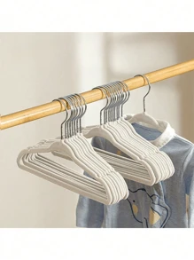 Set de 20 perchas de ropa con flocado para niños, organizador de armario de plástico antideslizante para prendas de bebé/niños