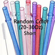12pcs, Straw, Reusable Clear Plastic Glitter Straws, 12.4/9.06 Inch Extra Long Tumbler Straws For Cups, 1 Gallon, Water Bottles, Straw With Cleaning Brush, Party Supplise(1/3/6/12pcs)