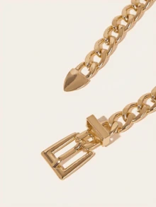 Fashionable & Versatile Simple Gold Metal Chain Belt - Gold - View 2