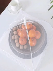 1 Piece Of White Insect And Mosquito Proof Folding Cover Vegetable Cover, Food Umbrella Pop-Up Mesh Screen, Food Cover Mesh Screen Protection, Food Cover Tent Dome Mesh Umbrella Picnic Food Protector, Practical Ventilation