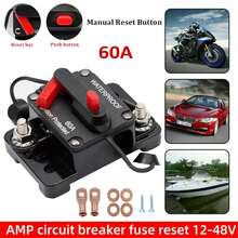 60/100/200Amp Circuit Breaker For Boat Trolling Motor Marine ATV Trailer Vehicles Stereo Audio Electronic Battery Solar System Inline Fuse With Manual Reset Switch Waterproof DC 12V-48V - 60A - View 1