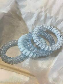 4 件装蓝色调碎花弹力发圈，适合女士，甜美可爱的发圈，多功能，优雅，简约，适合日常佩戴、通勤、派对、度假、发型设计、洗漱、化妆、服装配饰