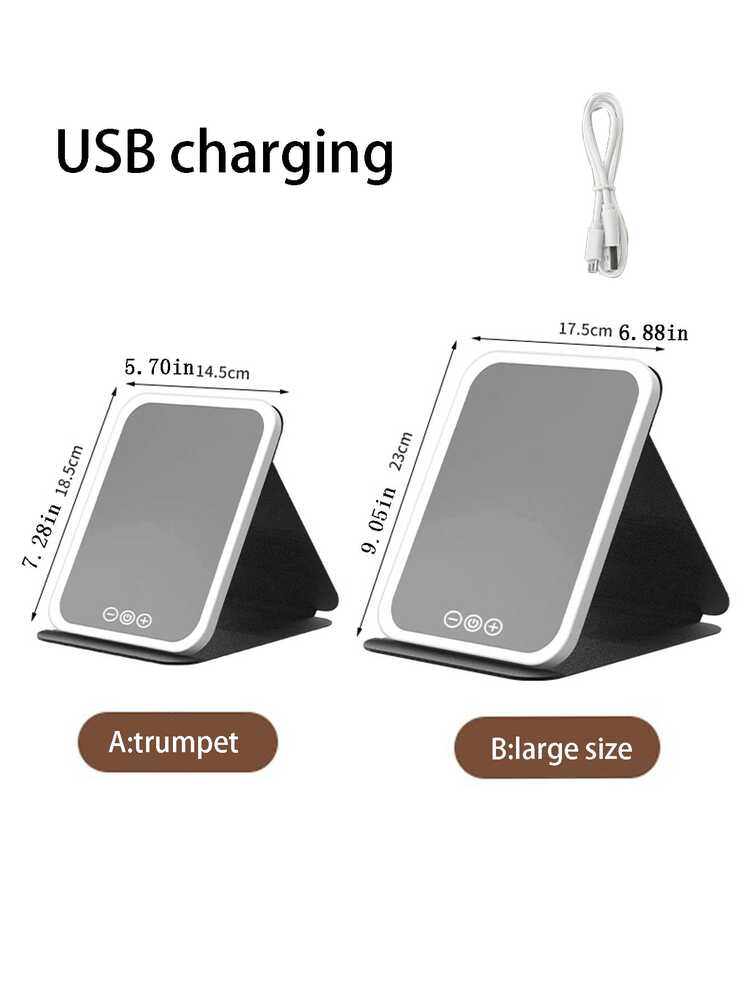 Gương trang điểm LED có đèn ba màu, Gương trang điểm có thể gập lại với thiết kế HD và di động lấy cảm hứng từ phong cách Ins có đèn cho phòng ký túc xá và máy tính để bàn Quà tặng tốt nhất - Nhiều màu - Xem 11