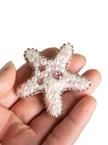 Handmade Beaded Colorful Sea Ocean Starfish Shell Shaped Sew On Patch Applique, Suitable For Clothing, Pants, Hats, Headbands, Bags DIY Crafting