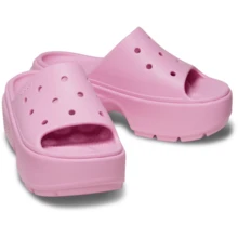 CROCS Stomp - Women's Casual Comfortable Thick Sole Slides - Pink - View 2