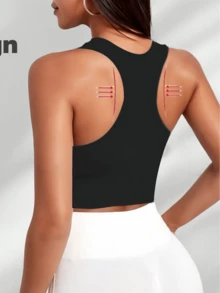 Reggiseno sportivo stile basic, reggiseno sportivo con assorbimento degli urti e sollevamento senza fili, reggiseno sportivo da donna