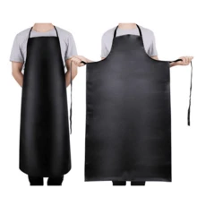PU Leather Heavy Duty Waterproof Apron For Dishwashing 40 Inch Work Apron PU Leather Dishwasher Apron For Men Cleaning Apron Lightweight Industrial Apron Black Dish Apron Butcher Apron For Chef - Black - View 2