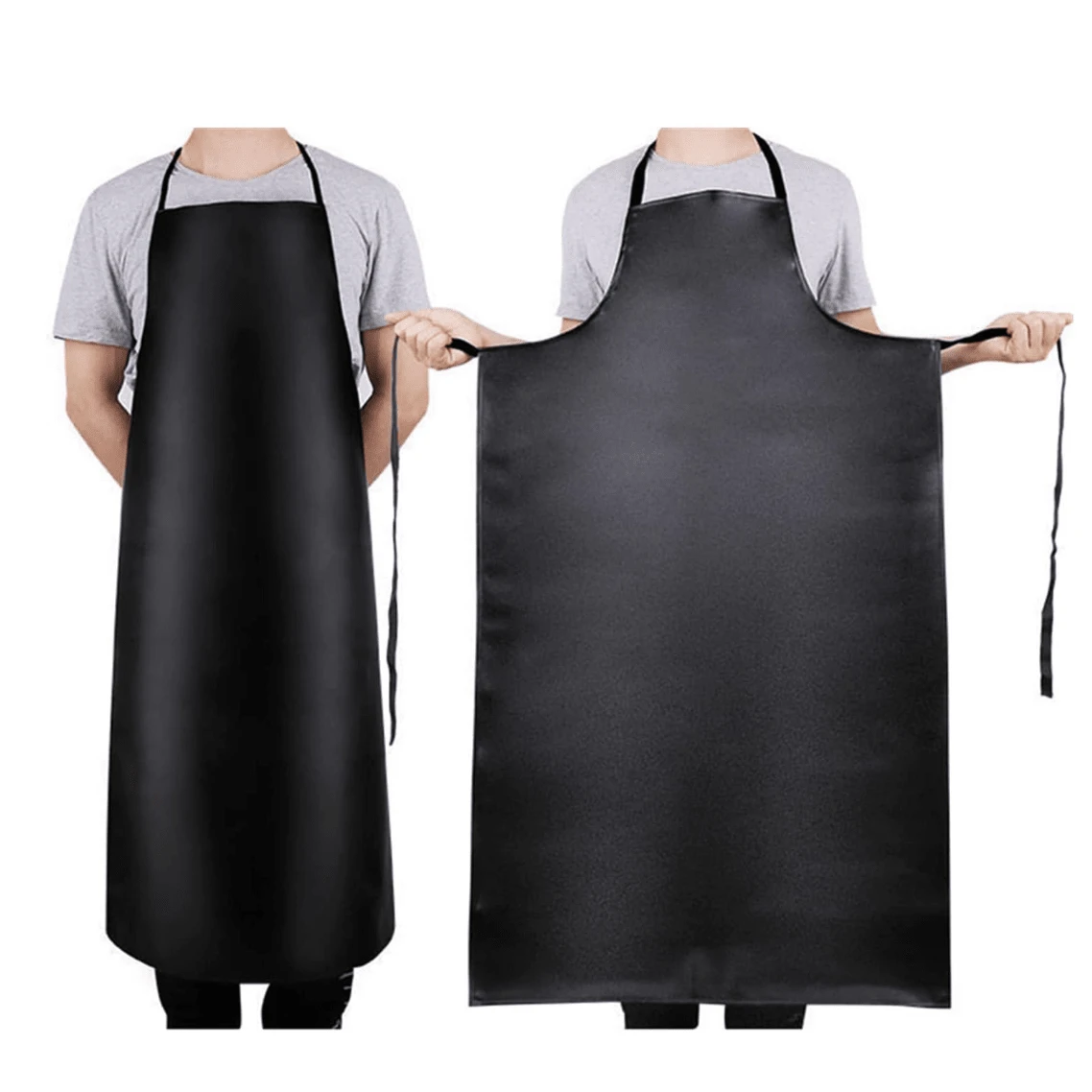 PU Leather Heavy Duty Waterproof Apron For Dishwashing 40 Inch Work Apron PU Leather Dishwasher Apron For Men Cleaning Apron Lightweight Industrial Apron Black Dish Apron Butcher Apron For Chef