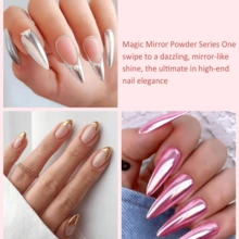 6 Colors Chrome Nail Powder, Fairy Effect Gold & Silver Chrome Nail Powder, Mermaid White Pearl Powder Y2K Style Chrome Nail Powder, Metallic Mirror Powder Glitter Nail Art DIY Decoration - Multicolor - View 6