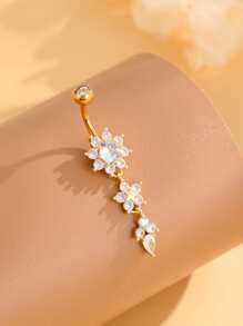 1 Stück modischer Bauchnabelpiercing Ring aus Edelstahl mit kubischem Zirkonia in Achteckform, geeignet für den täglichen Gebrauch von Frauen