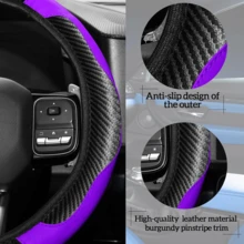 Luxury 45 Piece Car Seat Cover Set With Soft Pendant, Non Slip Steering Wheel Cover, Ventilated Edge Strip And Installation Tool - Universal Size Interior Accessories Suitable For Fashionable Women - 紫色 - 查看 4