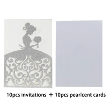 [Glittery Invitation] 10pcs Glittery Pink Laser-Cut Invitation Cards With Insert Insert Card | Elegant Floral & Heart Design, Bridal Shower Party Supplies | Elegant Invitations, Princess, Wedding, Birthday, Baptism - 10pcs/set - View 12