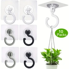 10pcs Rotatable Sticky Hooks For Wind Chimes, Plants And Ceiling Decor - No Drill Ceiling Hooks With Strong Adhesive Back To School
