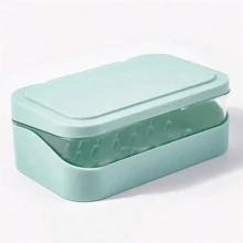 1 Pack Plastic Rectangular Soap Dish, Soap Container With Lid, Portable Soap Dish, Soap Holder With Lid, Bathroom Drain Soap Dish, Bathroom Accessories Home Bathroom Decor Summer Back To School