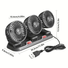 1pc 3 Head USB Interface Car Seat Fan, 360° Rotation, 2-Speed Wind Speed Adjustment 5V Car Fan With Parking Sign For Car Use, Powerful Air Circulation, Adjustable Clip, Plastic Exhaust Fan Design, No Battery Required - Multicolor - View 12