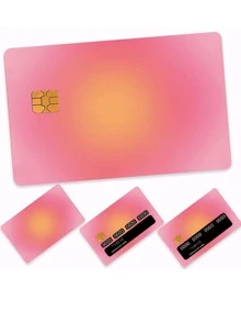 1pc/4pcs Pink Bank Card Decoration Sticker, PVC Anti Fingerprint Credit Card Sticker, Suitable For Bank Cards, Transportation Cards, Campus Cards And Other DIY Decoration,School Supplies - Multicolor - View 8