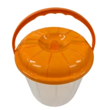 Bote Cubeta De Plástico Transparente 13L Con Tapa Y Asa: Almacenaje Seguro - Naranja - Ver 2