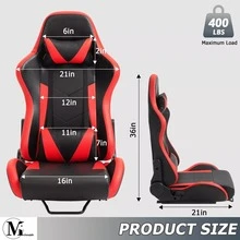 Minneer Dual Lock Slide Racing Seat Load 400 Pounds Adjustable For Sim Cockpit - Red - View 6