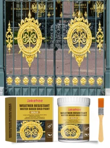 150g Peinture dorée résistante aux intempéries à base d'eau Peinture métallique résistante aux intempéries à base d'eau Peinture dorée décorative pour colonne romaine Peinture en feuille d'or d'extérieur Les modèles neufs et anciens seront expédiés au hasard
