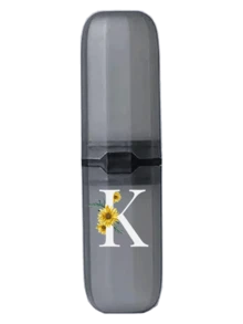 A-Z黑色便携式牙刷盒，雏菊图案，随时随地保持牙刷清洁！旅行牙刷收纳盒，便携式牙刷杯盖，适合旅行、露营、出差和上学，多功能牙刷杯，假日旅行必备，旅行包，旅行配件 - 黑色 - 查看 27