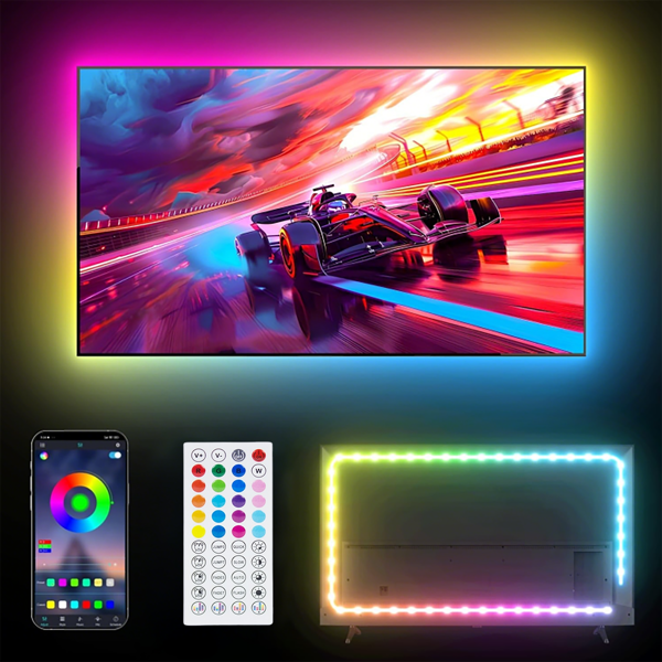 5050 RGB LED Strip Lights z zasilaczem USB, 44-klawiszowy pilot, sterowanie aplikacją Bluetooth, wbudowany mikrofon do synchronizacji muzyki, ściemnialne i wiele trybów do telewizora, podświetlania komputera, sypialni, wystroju pokoju