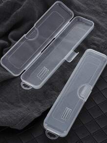 1 pièce Boîte de rangement portable transparente pour brosse à dents, boîte anti-poussière, boîte de rangement pour crayon à sourcils. Boîte de rangement pour brosse à dents de voyage moderne en plastique transparent. Ensemble de support pour brosse à dents et dentifrice de voyage. Rentrée scolaire