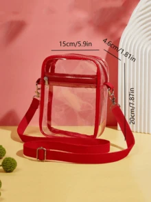 透明斜挎包，配有可调节肩带，拉链开合，无衬里，PVC 材料，纯色，体育场认可的 12 X 12 X 6 透明钱包包，适用于音乐会体育赛事节日轻便 - 彩色 - 查看 8