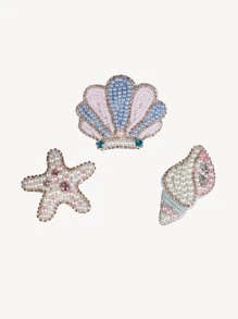 Handmade Beaded Colorful Sea Ocean Starfish Shell Shaped Sew On Patch Applique, Suitable For Clothing, Pants, Hats, Headbands, Bags DIY Crafting