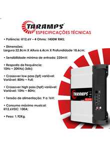 Taramps HD2000 2000W  4 Ohms Class D 1 Channel Amplifier With Bass Boost And M1 Monitor For Car Audio - 白色 - 查看 3