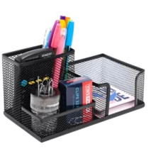WIRE METAL DESK PEN HOLDER ORGANIZER - Black - View 2