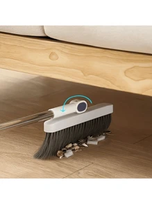 1 Set Home Broom And Dustpan Kit, Long Handle Floor Cleaning Broom And Dustpan Set With Rotatable Broom And Brush Teeth Dustpan, For Dust And Dirt Removal, Household, Kitchen, Room, Office, Cleaning Supplies, Cleaning Tools, Back To School Supplies