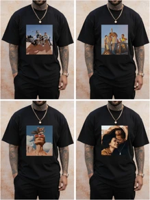 Customized Photo Printed Plus Size Men's T-Shirt, Personalized Design, Custom Made Plus Men's Wear, Summer Loose Plus Size T-Shirt Customization, Upload Your Friend/Selfie/Family/LOGO/Pet Photo, Birthday/Father's Day/Valentine's Day Gift, Team Uniform Outdoor Wear Customization, Personalized Image Round Neck Plus Size Short Sleeve Loose Fit Men's T-Shirt, Holiday Gift, Birthday Gift Customization, Plus Size Men's T-Shirt, T-Shirt Pattern Customization, Summer Men's Plus Size Top