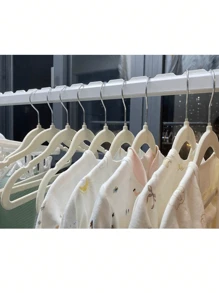 Set de 20 perchas de ropa con flocado para niños, organizador de armario de plástico antideslizante para prendas de bebé/niños