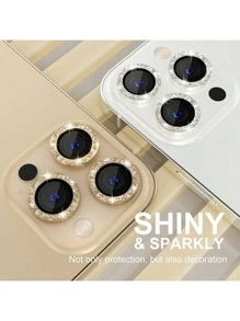 1 set de película protectora de lente de cámara con diamantes de imitación brillantes, compatible con Apple 12/12 Mini/12 Pro/12 Pro Max, 13/13 Mini/13 Pro/13 Pro Max, 11/11 Pro/11 Pro Max, 14/14 Plus/14 Pro/14 Pro Max, 15/15 Plus/15 Pro/15 Pro Max, 16/16 Plus/16 Pro/16 Pro Max. Cubierta decorativa con imitación de diamantes de colores, regalo brillante de cristal de cumpleaños, familia y amigos, accesorio de teléfono.