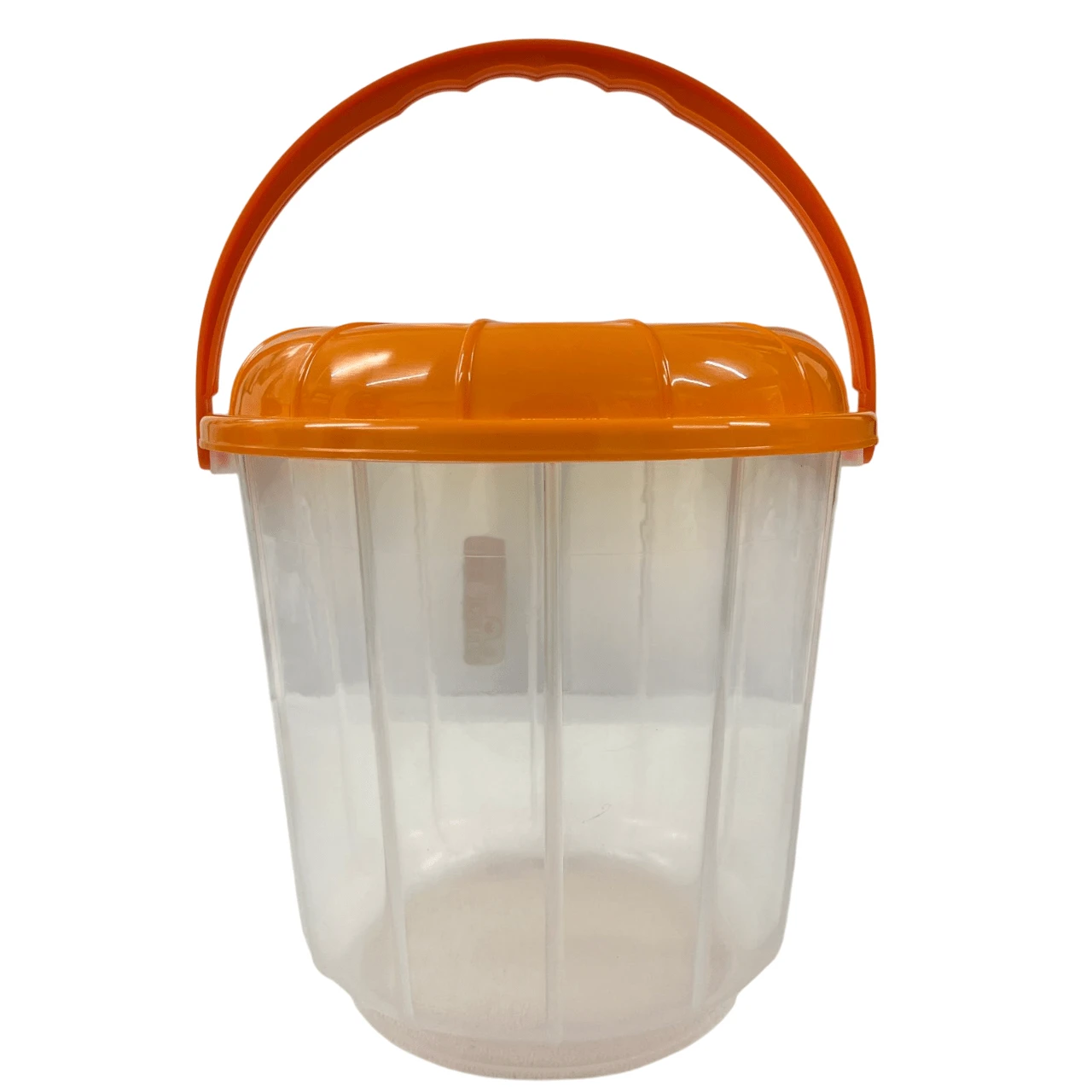 Bote Cubeta De Plástico Transparente 13L Con Tapa Y Asa: Almacenaje Seguro - Naranja - Ver 1