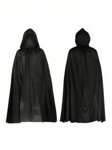 1 pieza Capa con capucha unisex para adultos, de tejido transparente negro, accesorio de disfraz de capa de una sola capa para bruja, demonio, vampiro, disfraz para Halloween, fiesta de máscaras, uso en actuaciones, longitud 1,7M, material transparente y ligero - Multicolor - Ver 2