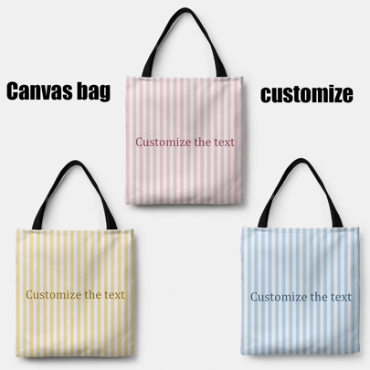 1 Customized Canvas Handbag, Landscape/Text Printing, Unique Design, Foldable, Large Capacity, Light Weight, Fashionable, Casual Shoulder Bag, Customized Canvas Bag Exclusively For You