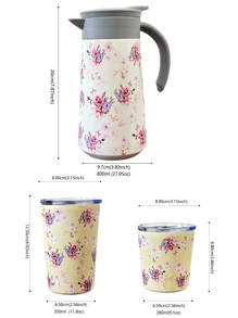1 pieza Botella térmica de doble capa de acero inoxidable de 800ml con patrón floral de rosa, adecuada para acampar, fiestas, hogar, oficina, al aire libre, escuela, regalo para vacaciones y cumpleaños