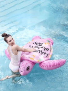 1 件夏季浪漫粉色充气海龟漂浮水上浮标、户外冲浪浮标、泳池漂浮躺椅