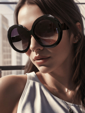 1pc Vintage Big Round Fashion Glasses Women Brown Gradient Oversized Streetwear Female Shades For Summer Beach Vacation,Outdoor,Travel