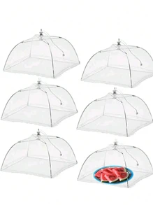 1 Piece Of White Insect And Mosquito Proof Folding Cover Vegetable Cover, Food Umbrella Pop-Up Mesh Screen, Food Cover Mesh Screen Protection, Food Cover Tent Dome Mesh Umbrella Picnic Food Protector, Practical Ventilation
