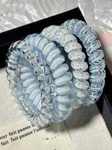 4 件装蓝色调碎花弹力发圈，适合女士，甜美可爱的发圈，多功能，优雅，简约，适合日常佩戴、通勤、派对、度假、发型设计、洗漱、化妆、服装配饰