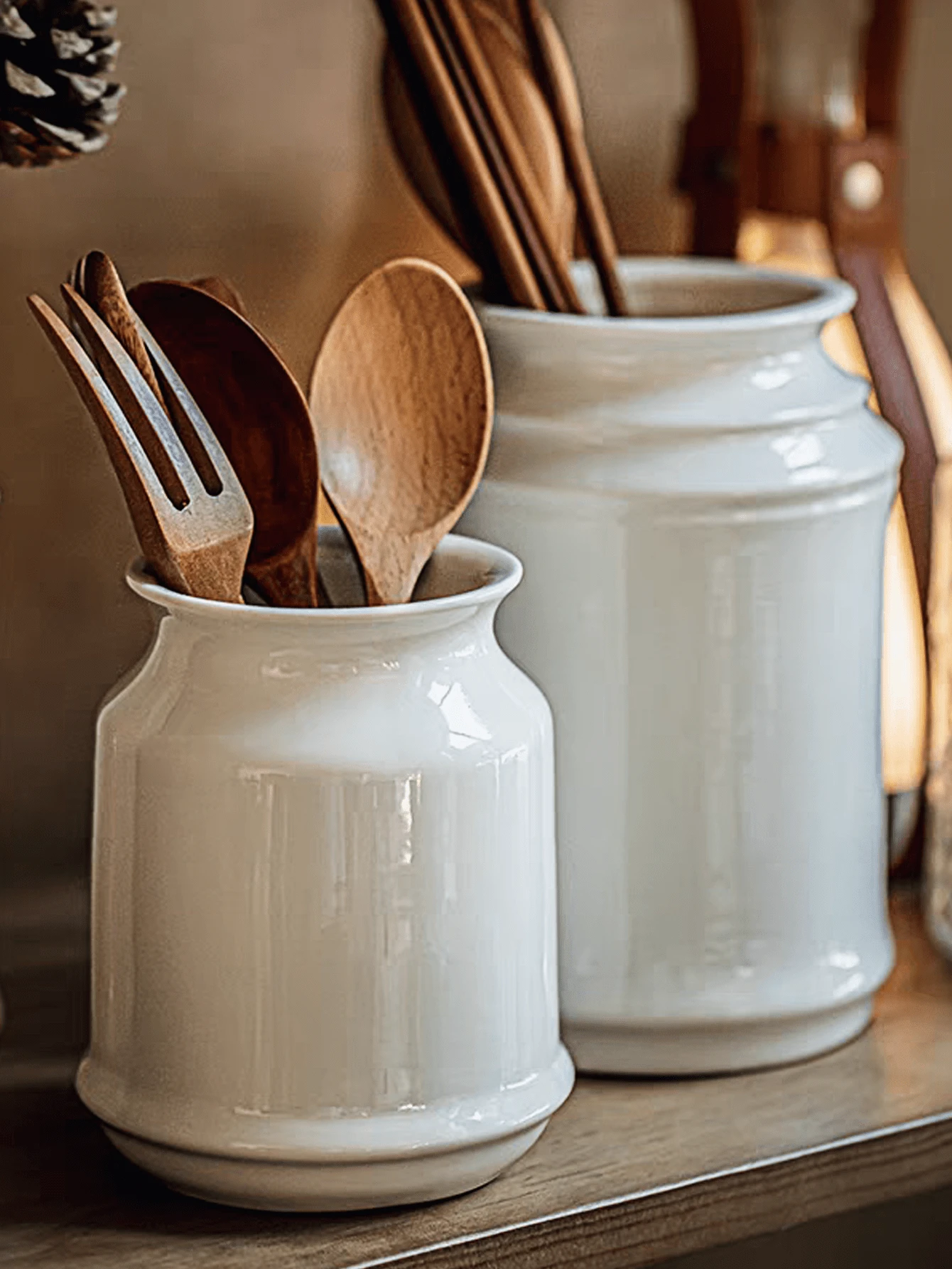 1pc Ceramic Utensil Container, Japanese Style Black Storage Jar For Kitchen Dining Utensils, Chopstick Holder