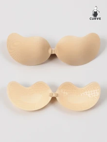 YIYANG Plus Size Apricot Mango Shaped Invisible Self-Adhesive Push Up Bra Strapless Adhesive Invisible Push Up Silicone Bra For Backless Dresses - 1 Pack - Product Is Small, Please Choose The Next Size Up - Apricot - View 2