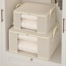 1pc/2pcs Visible Seasonal Clothes & Quilt Storage Bag, Minimalist Non-Woven Fabric Large Capacity Storage Bag, Wardrobe Storage Bag, Multipurpose Organizer Bag, Dust-Proof & Moisture-Proof, Foldable, Durable. Suitable For Home Use - Multicolor - View 8