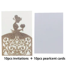 [Glittery Invitation] 10pcs Glittery Pink Laser-Cut Invitation Cards With Insert Insert Card | Elegant Floral & Heart Design, Bridal Shower Party Supplies | Elegant Invitations, Princess, Wedding, Birthday, Baptism - 10pcs/set - View 11