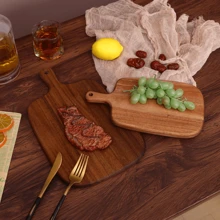 1 pieza Tabla de cortar de madera de palo de rosa - Tabla de cortar de cocina de madera maciza, para cortar carne, queso, pan, verduras y frutas - Tabla de quesos y chacinados, perfecta para rebanar y exhibir delicias, esencial para la cocina de granja moderna, suministros de cocina, Halloween, Navidad