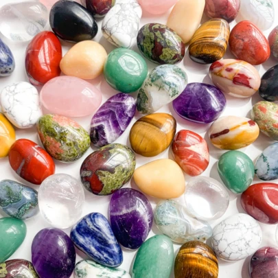 50g/100g/200g Natural Mixed Colored Crystal Polished Stones, Large Tumbled Polished Rocks, Aquarium Decorative Stones