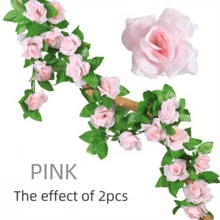 1/2 Stücke 230cm künstliche Rosenranke, künstliche Blumengirlande, Rosen-Efeu-Ranke, Seidenrosenpflanze mit grünen Blättern, Hintergrunddekoration für Heimdekoration, Raumdekoration, Hochzeitsdekoration, Wanddekoration, Schlafzimmerdekoration, Tischdekoration, Innen- und Außendekoration, künstliche Pflanzenranken, Herbst-Heimdekoration, Halloween-Dekoration - Verschiedenfarbig - Übersicht 8